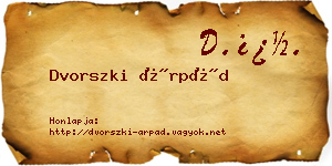 Dvorszki Árpád névjegykártya