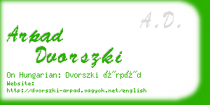 arpad dvorszki business card